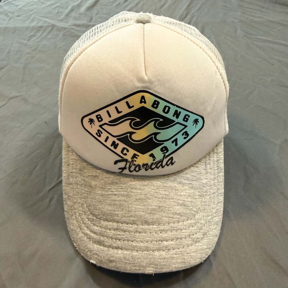 Billabong Since 1973 Florida Trucker Hat White Gray Mesh Snapback Surf Cap
